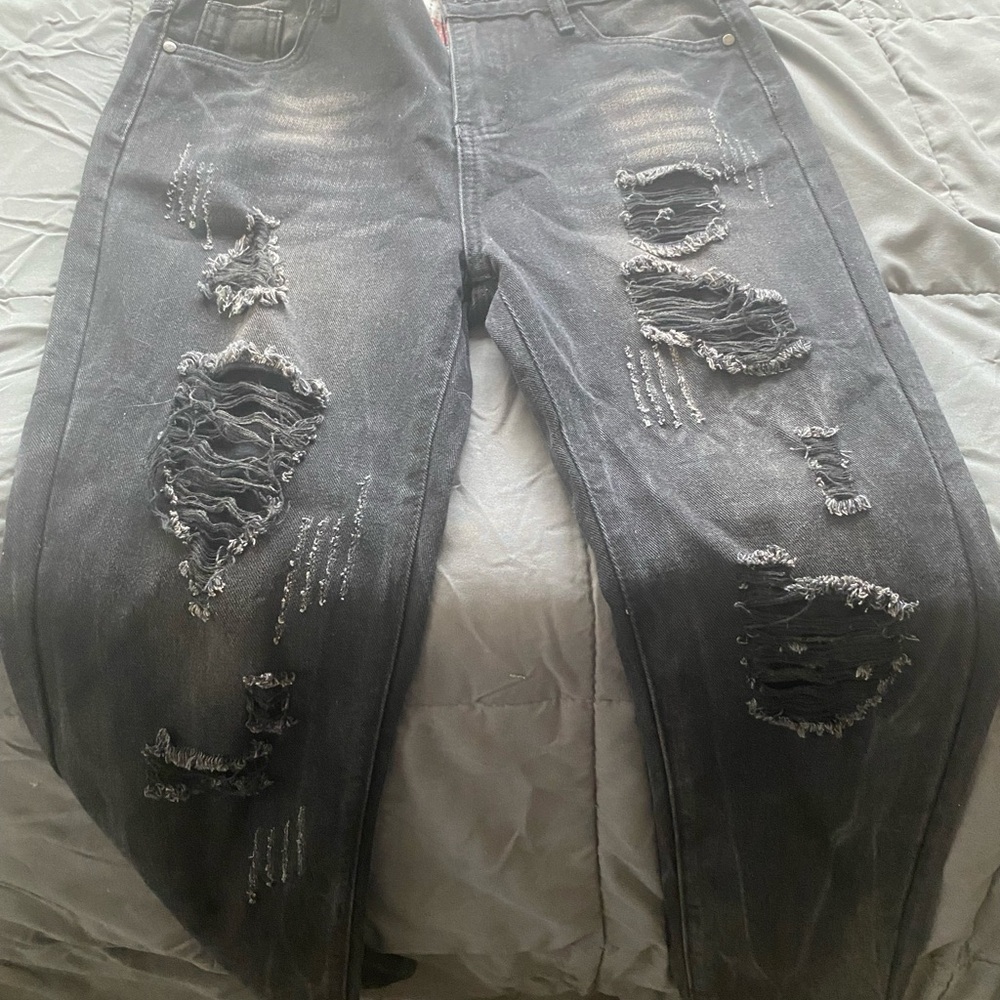 Distressed Gray Jeans